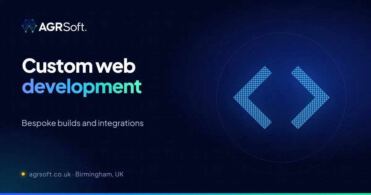 Custom website development by AGRSoft, Birmingham
