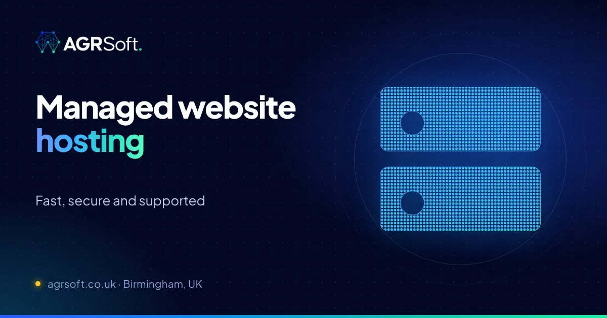 Managed website hosting by AGRSoft, Birmingham