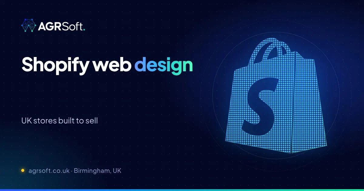 Shopify web design by AGRSoft, Birmingham