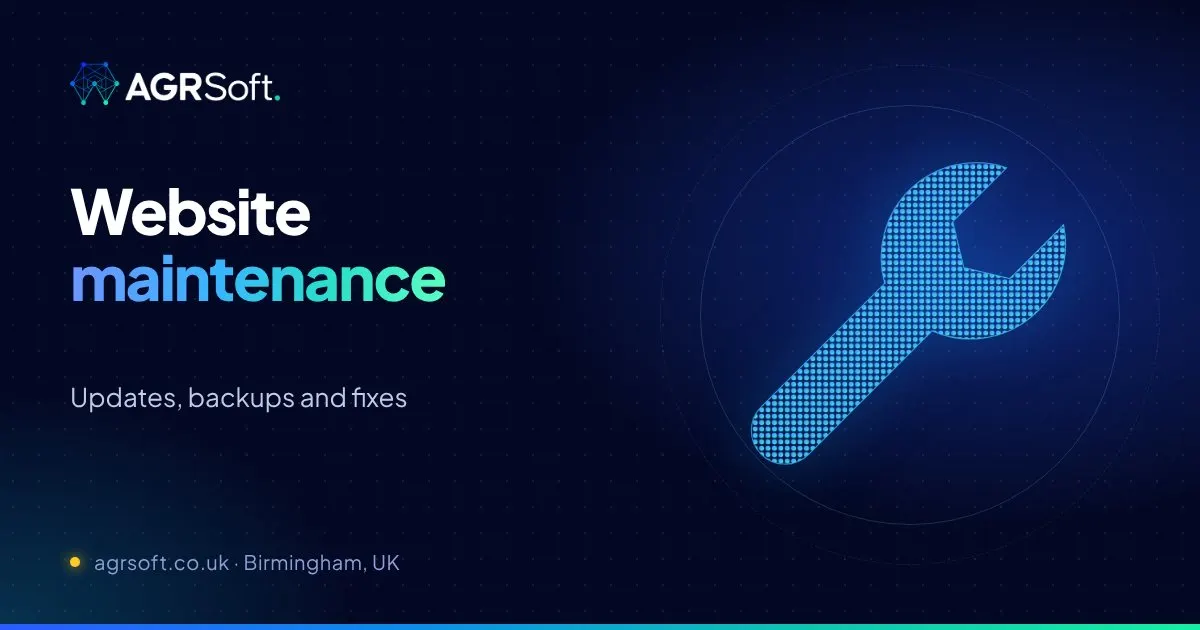 Website maintenance services by AGRSoft, Birmingham